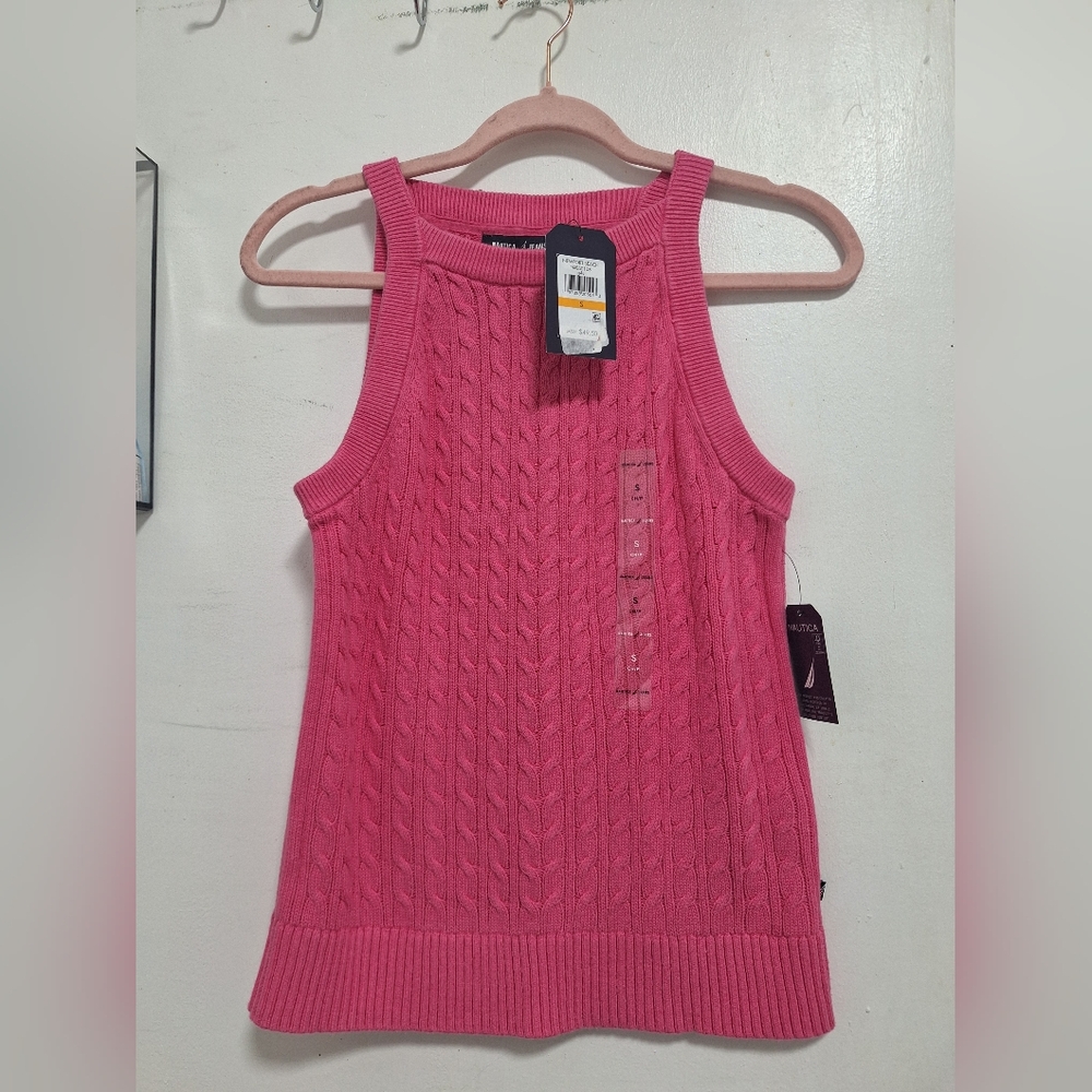 Nautica Pink Cable Knit Tank Top